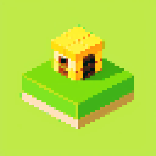 isometric grass tile with a beehive on
