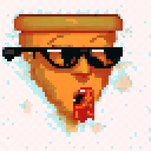 pizza slices with different traits (glasses, body, mouth, eyes, border, background)