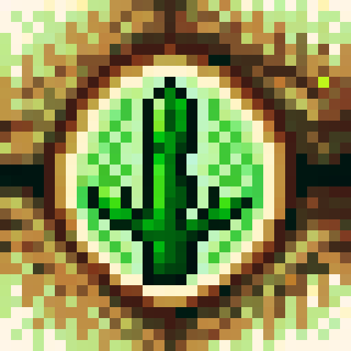 Tree icon, with a vibrant green canopy and winding brown trunk, rendered in a skillful 32x32 pixel art style for a game icon that is sure to impress, featuring a close-up portrait of the majestic foliage