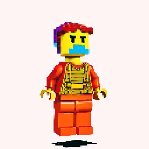 lego pixel, vibrant colors, blocky shapes, small plastic bricks, isometric perspective, retro video game, low resolution, 8-bit graphics, sharp edges, square grid, limited color palette, nostalgic feel, brick-built characters, iconic lego logo, digital recreation, detailed textures, crisp lines, simplified forms, nostalgic gaming vibes