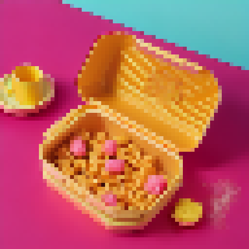 "Honey Heaven" cereal box with a pink and yellow color scheme