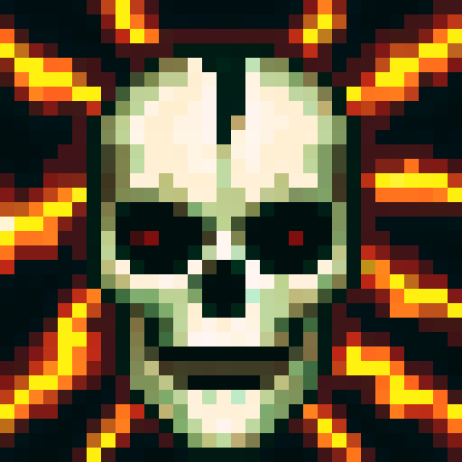 Skull, no shading, only use four colors, evil vibe