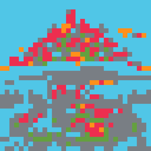 Reef mountain filled with corals, no fish, no bubbles, colorful