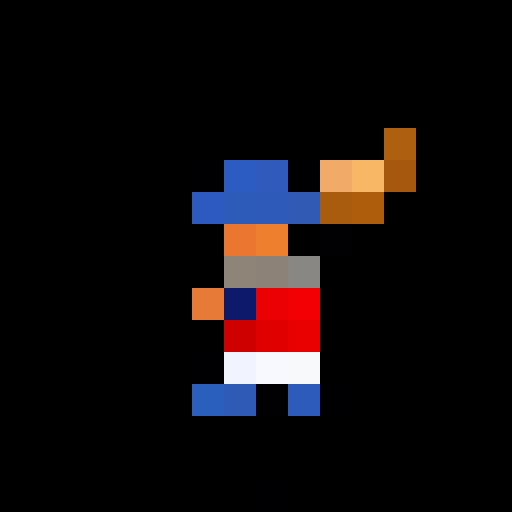 Baseball batter player, close up, pixel art, game icon, 16x16, intense focus, determined expression, swing motion captured, vibrant colors, dynamic lines, stylized bat, detailed helmet, bold shadows, dramatic lighting