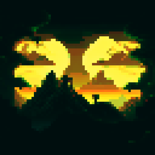 A vast, sRGB landscape with towering pixelated mountains in the distance and a sun-soaked background, beckoning the viewer to explore the game world