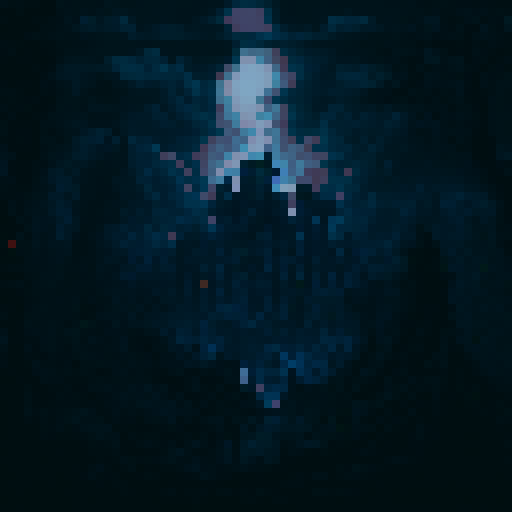 Dark background, pixel art, monster, fog