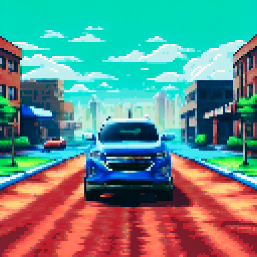 Photorealistic, centered Chevrolet Equinox in a three quarter view, right wheel in front, clean background, pixel art style with sRGB colors

