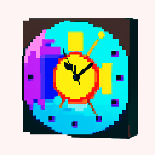 create a pixelated salvador dali style clock with the time set exactly to 1