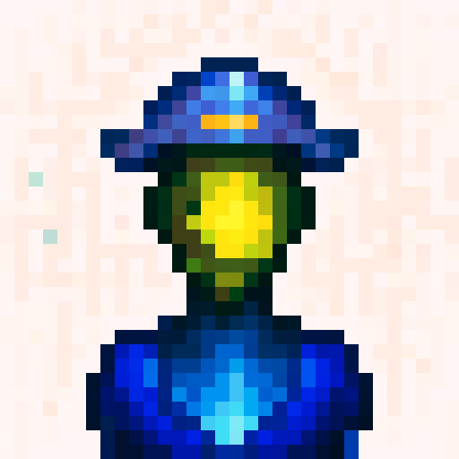 galaxy hat, vibrant colors, pixelated details, cosmic patterns, sparkling stars, swirling galaxies, skillful brushstrokes, close-up view, portrait style, game icon, 32x32 pixel art, sRGB