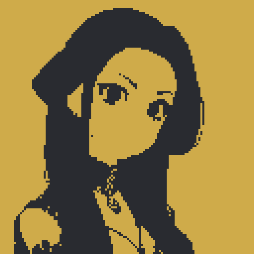 busty goth, cute goth girl,  beauty photo, glamour shot, avatar portrait, anime character, pixel art. 2 color