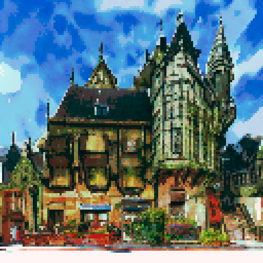 Tournai Belgium, today. Slice of life. Populate image. Cartoon color tones.