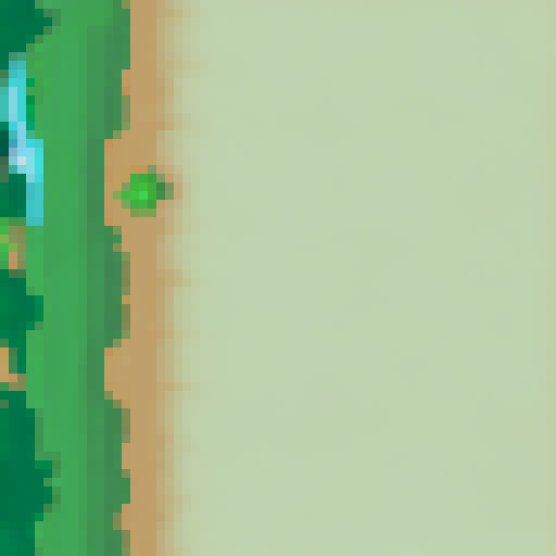 Create a pixel image to play with the playing fields of various biomes.Description of the game: The game is made in the style of a board game with unique rules. The drawing should go vertically.There should be a path vertically in the middle of the field. The field size is 116x46 pixels, they must be three-dimensional. field name: Forest Biome.