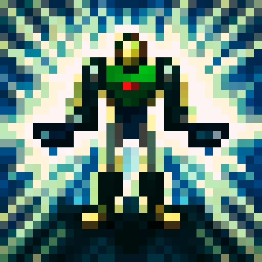 A top-to-bottom pixel-art image of a Warhammer 40,000 Imperial Space Marine in dynamic pose, with a clean white background.top-to-bottom view