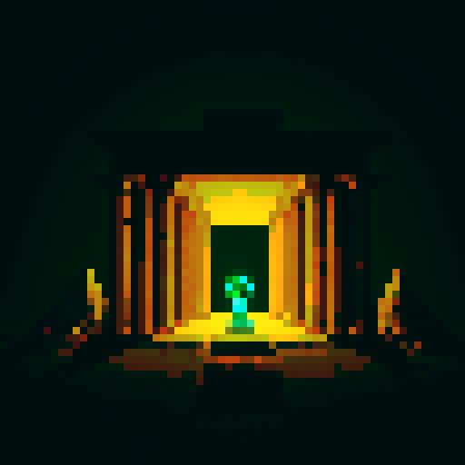 lovecraftian cult, spynx, egyptian temple, pixel art, sRGB, eerie shadows, eldritch symbols, weathered hieroglyphs, ethereal glow, twisted architecture