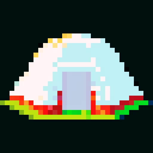 tent, straight on, white, pixel art, sRGB
