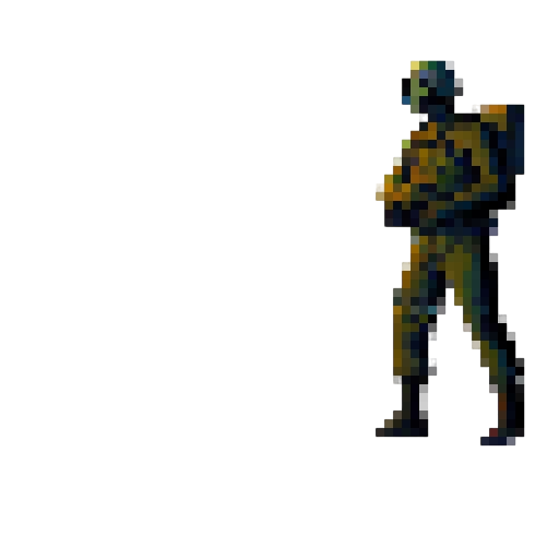 one man figure of a special mission operator with special night vision and thermal goggles. Black outfit with harneses