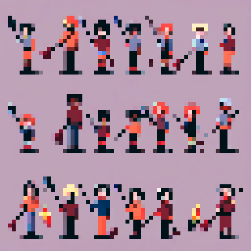 family of people of different races. they are holding broomsticks