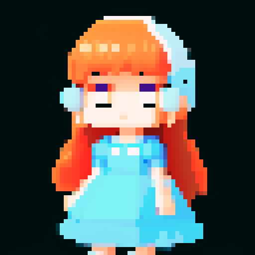 A young lovely girl; full figure picture; wearing light blue and white dress