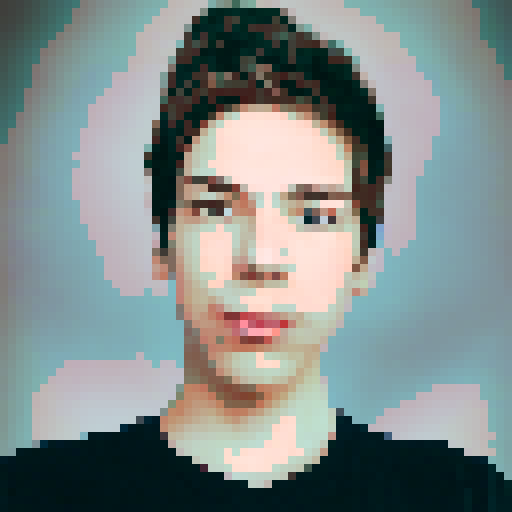 Cartoony retro pixel art profile picture portrait, blue eyes