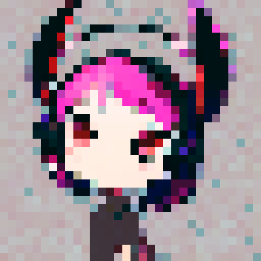 "Rupam's character, with vibrant black hair and oversized headphones, dynamic anime style."