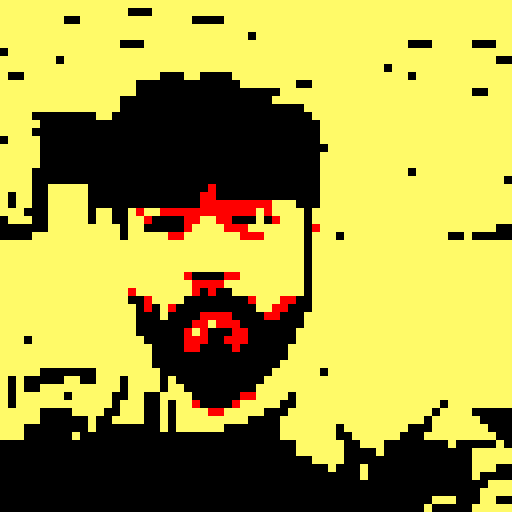 Intricate, pixelated details of a close-up character portrait in an anime-style pixel art, featuring vibrant colors and a white background