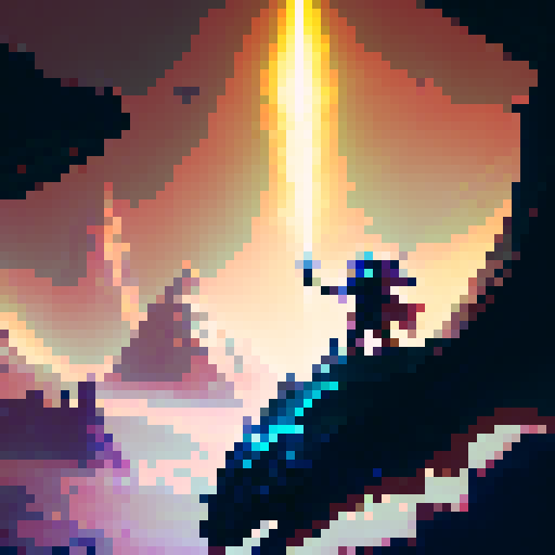 player, mario, wielding a glowing sword, clad in a suit of shining armor, battling fierce dragons and fire-breathing monsters, surrounded by a lush enchanted forest, with majestic castles and towering mountains in the background, all in the style of a fantasy RPG