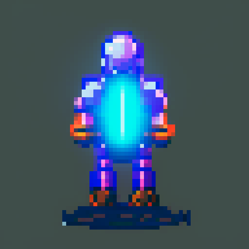 Space marine pixel character, laser rifle and futuristic helmet, galactic colors, full body, 64x64 pixel art size