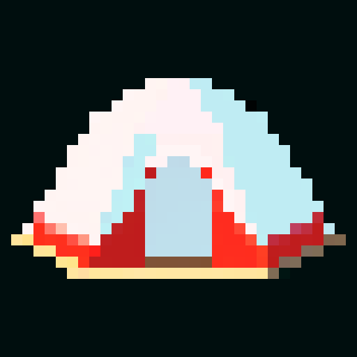 tent, straight on, white, pixel art, sRGB