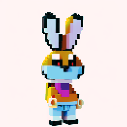 Bugs Bunny, pixelated, Lego, vibrant color palette, sRGB
