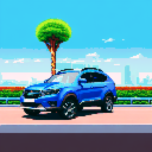 Photorealistic, centered Haval H6 in a three quarter view, right wheel in front, clean background, pixel art style with sRGB colors