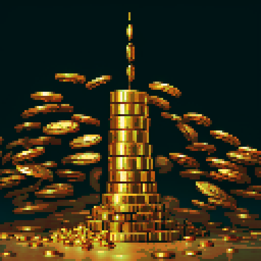 piles of gold coins, gold piled up high