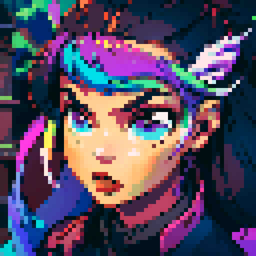 Colorful, retro, vibrant, 8-bit, pixelated, sRGB