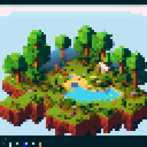 A diligent proofreader, hunched over a screen in a dimly lit room, surrounded by stacks of paper and a steaming mug of coffee, with a pixel art landscape of a misty forest in the background