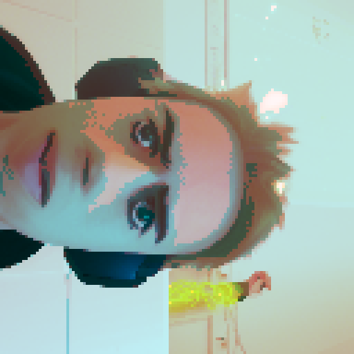 anime character, boy, hacker, neon green hair, wearing headphones, typing on a retro keyboard, surrounded by lines of code, glowing computer screen, pixel art, sRGB