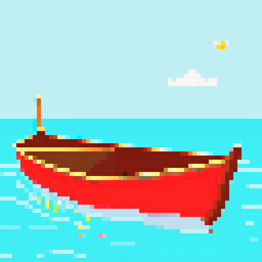 rowing boat on the open sea on a sunny day