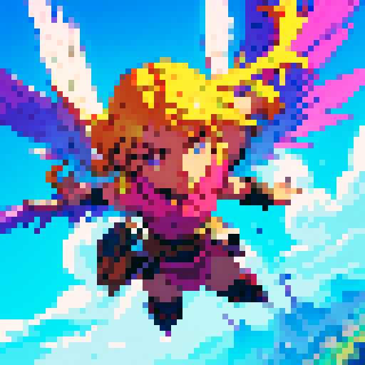 Sky warrior with bright wings