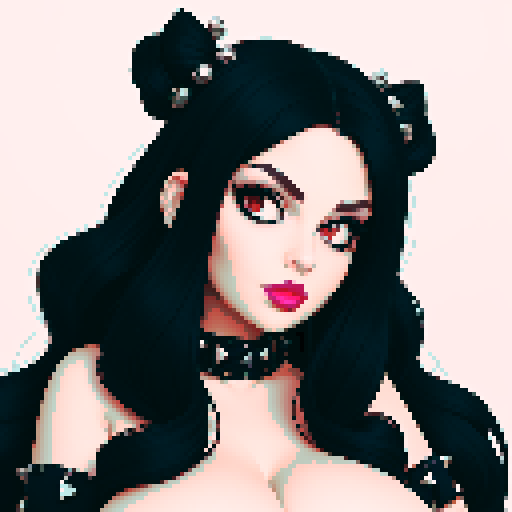 curvy, busty goth babe with studded collar. Portrait of head, Nude big titty goth, in a close up nude glamour shot. 