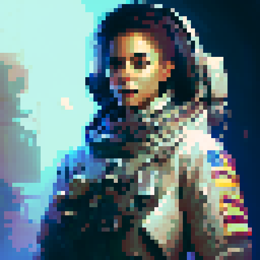 Space girl farmer with a solid background