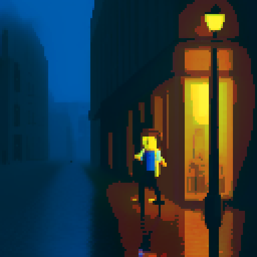 lonely boy, rainy wet street, guitar, bottle of wine, pixel art