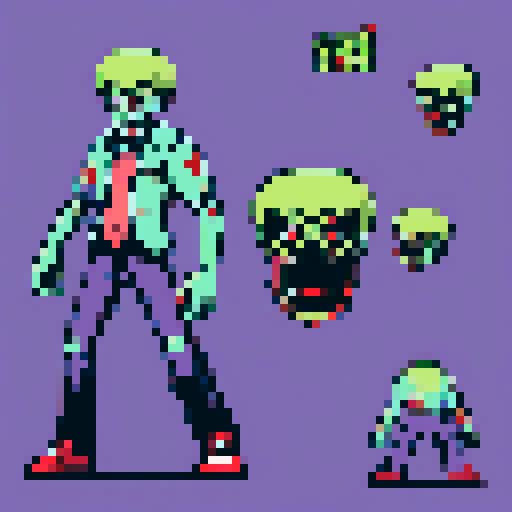 half eaten zombie 8-bit gore