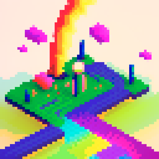 Pixelated stick figures race across a glitchy, neon landscape, leaving trails of rainbow-hued exhaust behind them.