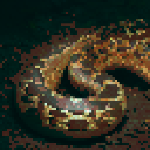 Russell's viper snake, night time, dark background
