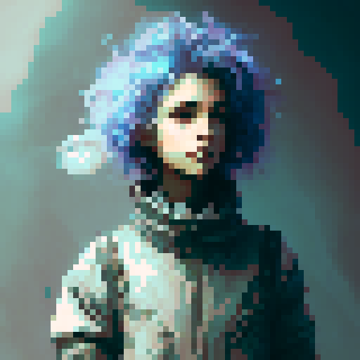 Create a pixel art character illustration featuring an ice-themed young male character. The design should include the following details:
Appearance:
Gender: Male
Age: Young adult
Hair: Near-black deep blue, styled in a way that suggests a cold or icy theme, perhaps with a few strands of hair falling over his forehead.
Eyes: Icy blue, half-closed, giving a calm and introspective expression.
Clothing:
Outfit: Pure black, elegant yet slightly worn and tattered to reflect a long journey. Consider el