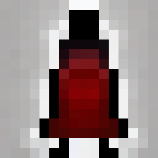 Eerie assassin with glowing red eyes, draped in shadowy cloak, brandishing a silver dagger, lurking in a misty graveyard.