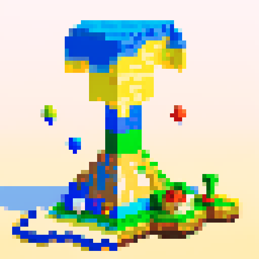 Create an 8-bit pixel art landscape banner, NES style. Shows pyramid, castle, ship, train, and city from left to right. Dark blue background, connected by pixel path. Simple like Mario world map.