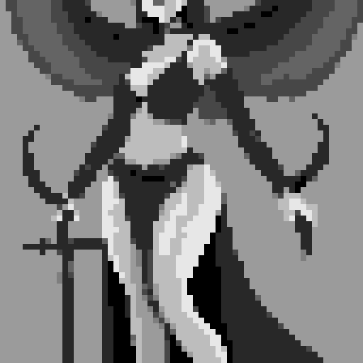 busty succubus, skin tight lace, deep v-neck crop top, intricate druidic staff, pixel art, sRGB