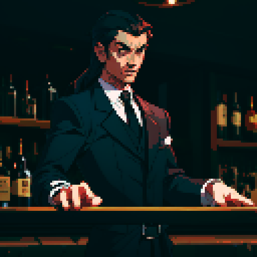 A man bartender, in noir bar