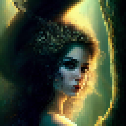 Glistening phallic sword, enchanted with fiery passion, thrusts into the ethereal realm of a mystical maiden's heart.