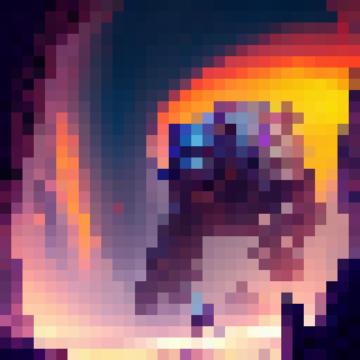 Colorful goblin warrior brandishing a wicked scimitar, surrounded by a vibrant rainbow of swirling magic, set against a dark, eerie forest backdrop.