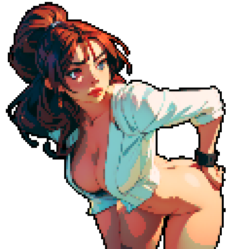 sexy naked woman, bent over with ass facing camera, fingering herself, pixel art, realistic porn
